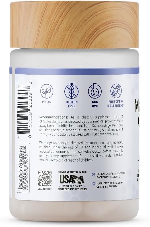 Snap Supplements Triple Magnesium Complex for Women & Men, 60 Capsules | 3-in-1 Magnesium Supplement: Bisglycinate, Citrate & Oxide, Sleep & Muscle Support, Chelated for High-Absorption, Vegan