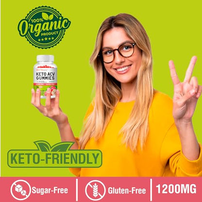 NutriKrisp Organic Keto ACV Gummy for Weight Loss - Sugar & Gluten Free Apple Cider