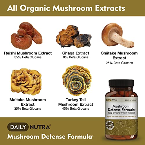 DailyNutra Mushroom Defense Formula - Immune Support Supplement | Organic
