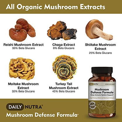 DailyNutra Mushroom Defense Formula - Immune Support Supplement | Organic