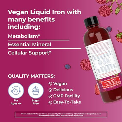 MaryRuth Organics Liquid Iron Supplement for Women Men & Kids, Iron for Healthy Blood