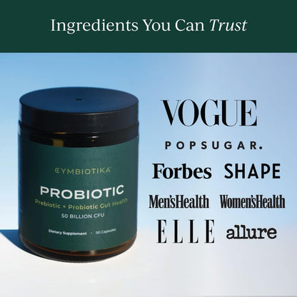 CYMBIOTIKA Probiotic + Prebiotic, 60 Billion CFU, 19 Strains for Gut