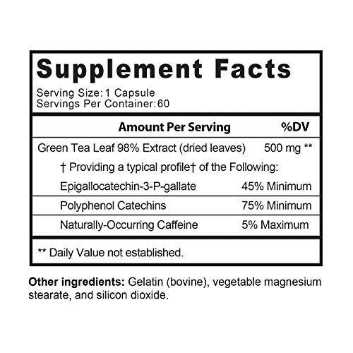 Green Tea Extract Capsules - Pure Extract - Weight Loss Pills - Burn Belly Fat - Metabolism Booster