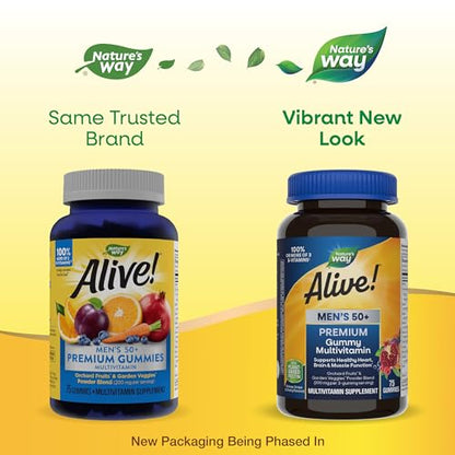 Nature’s Way Alive! Men’s 50+ Premium Gummy Multivitamin, Supports Healthy Heart