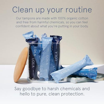 LOLA Organic Cotton Tampons, 8 Count - Tampons Regular, Period Feminine Hygiene Products