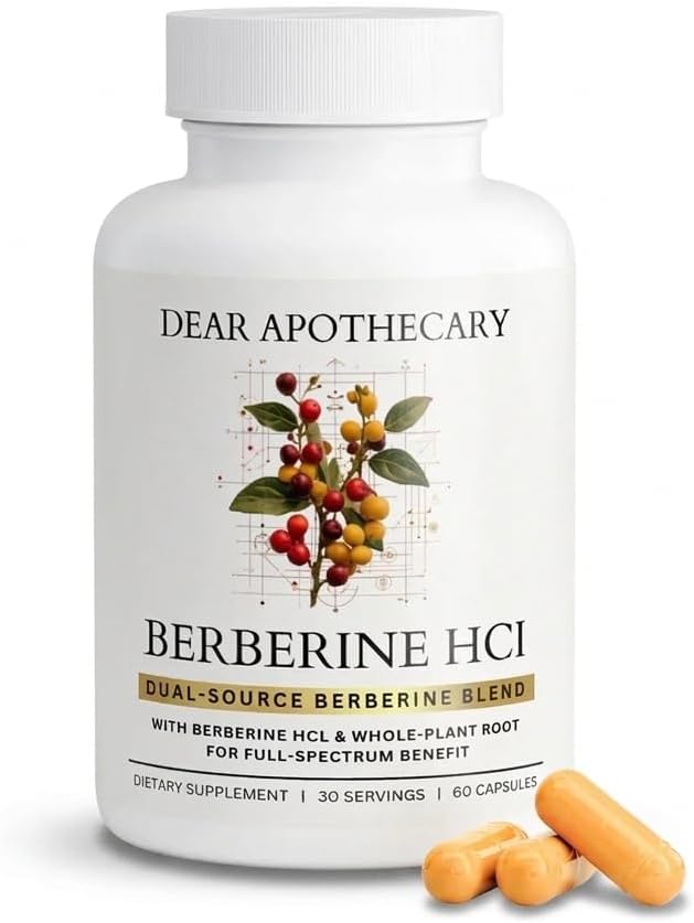Berberine HCl 1200mg Supplement - Dual Source Bark & Root Extract - Berberis Aristata - USA Grown Botanical Extract - Vegan Non-GMO Gluten-Free Capsules - 60 Count