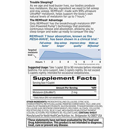 REMfresh 2mg Advanced Melatonin Sleep Aid Supplement (36 Caplets)