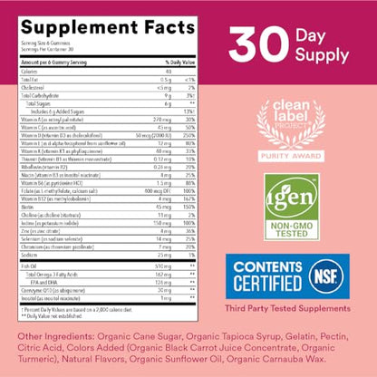 SmartyPants Women's Multivitamin Gummies: Omega 3 Fish Oil (EPA/DHA), Methylfolate