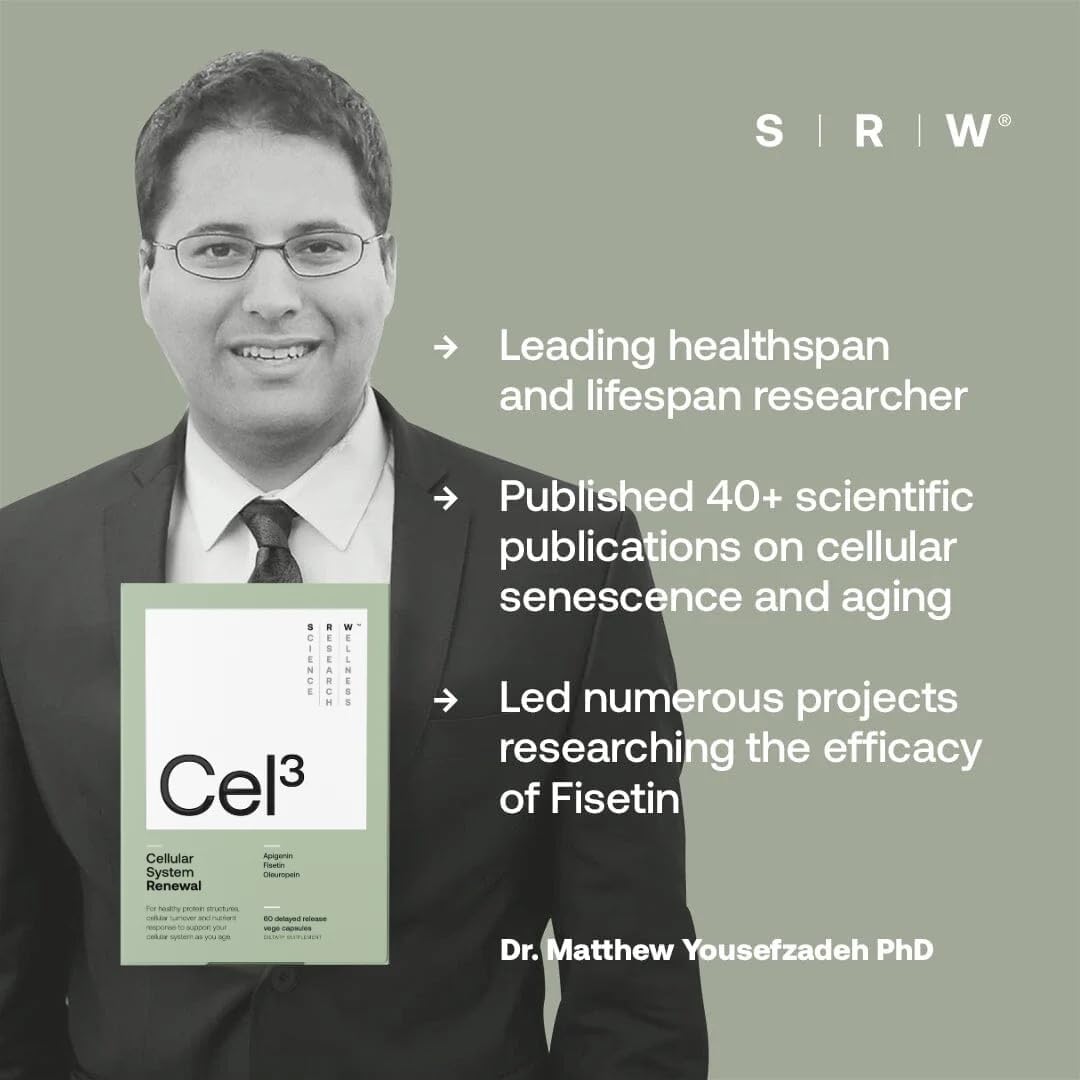 SRW Laboratories Cel³ Renewal | Supports Youthful Cell Function and Renewal, Eliminates Cellular Waste and Supports Healthy Aging | 60 Capsules