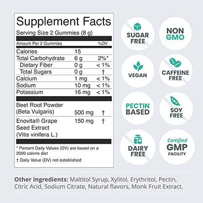 humanN SuperBeets Circulation Gummies - Heart-Healthy Energy, Grape Seed Extract