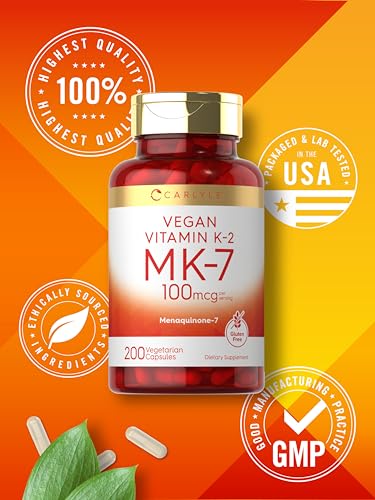 Carlyle Vitamin K2 MK7 100mcg | 200 Vegan Capsules | Menaquinone-7 Supplement