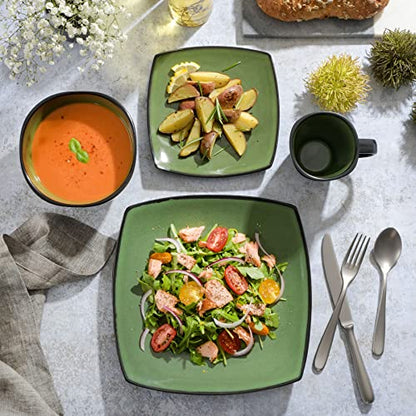 Gibson 99811.16R Dinnerware set, Soho Square, Green, Service for 4 (16pc)