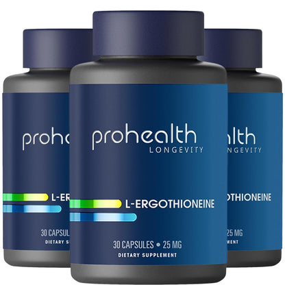 ProHealth Ergothioneine 5X Strength. 25mg Clinical Research Dose. Natural Amino Acid Mushroom Supplement for Improved Cognition, Heart Health. Essential Longevity Vitamin. 25 mg/Serving, 30 Servings