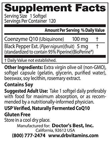 Doctor's Best High Absorption CoQ10 with BioPerine, Gluten Free, Naturally Fermented