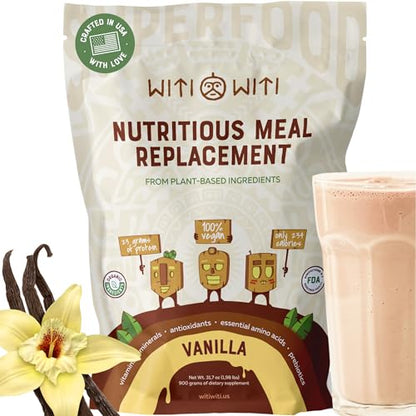WitiWiti Vegan Meal Replacement, Vanilla - Plant Based Protein Powder 23g - Superfood