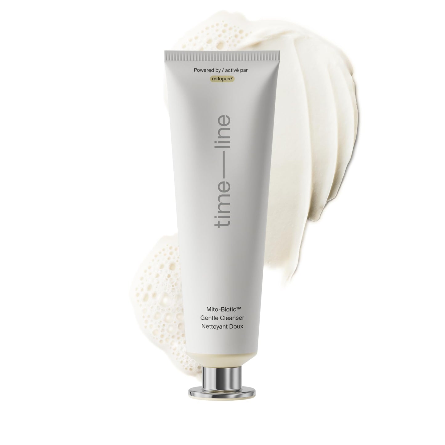Timeline Mitopure Gentle Cleanser - Non-Drying & Calming Foaming Mousse with Ceramides to Remove Makeup & Strengthen Skin Barrier for All Skin Types - 3.38 Fl Oz
