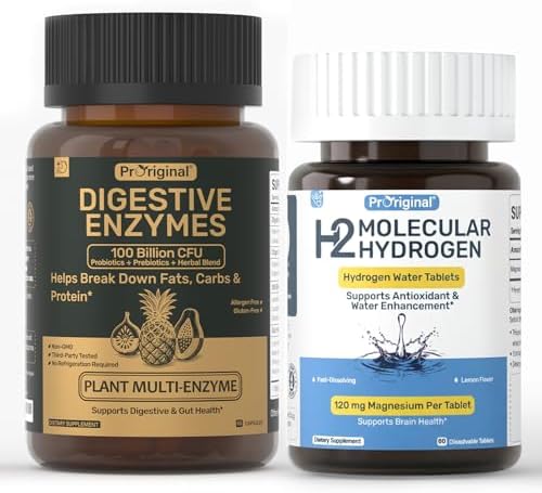 12 PPM H2 Hydrogen Tablets & Multi Enzyme Capsules with Probiotics | Daily Supplement Routine | 2 Items