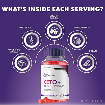 rize labs (3 Pack) Premier Keto ACV Gummies, Premier Keto Gummies for Advanced Weight