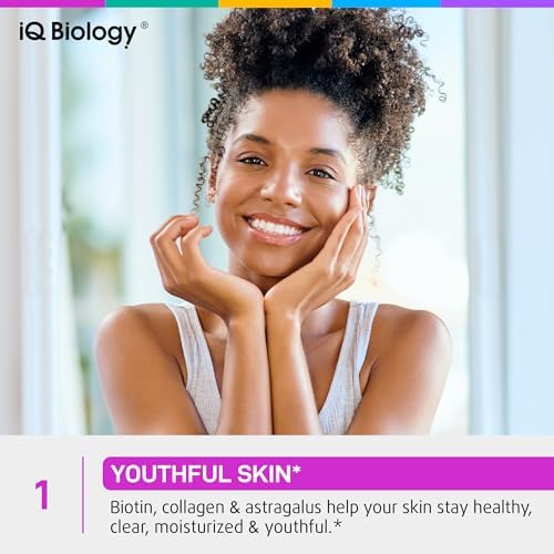 IQ BIOLOGY Liquid Biotin & Collagen Drops + Organic Vegan B12 Drops Bundle - Hair, Skin & Nails Support, Energy Metabolism & Nervous System Support - Berry Flavor - 2 fl oz Each