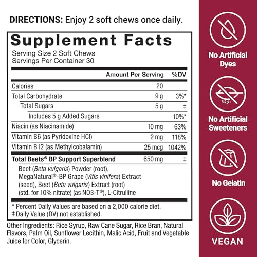 FORCE FACTOR Total Beets Blood Pressure Support Supplement, Beets Supplements