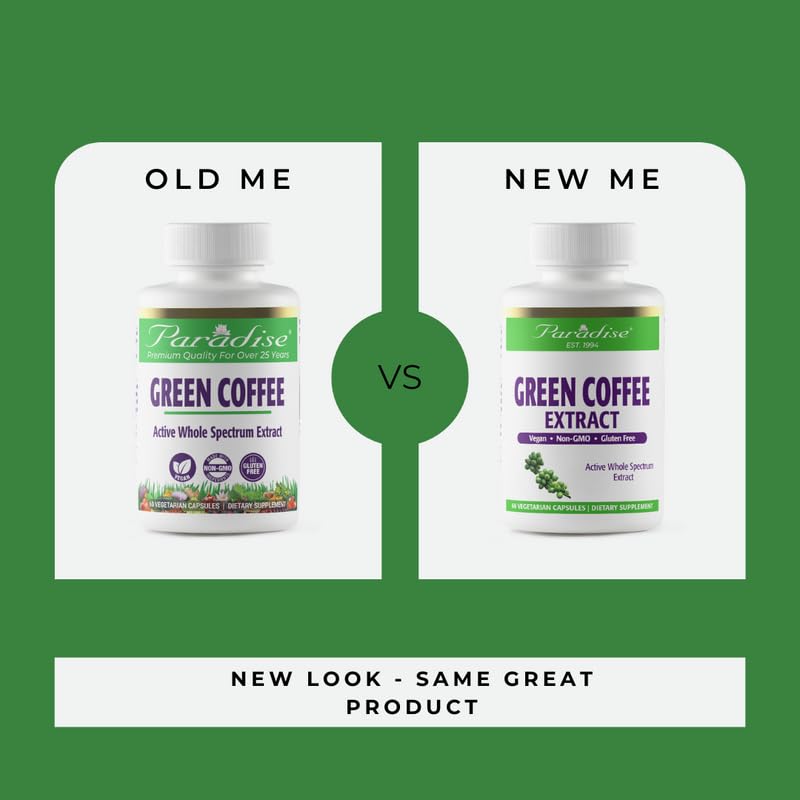 Paradise Herbs Green Coffee Bean, Vegan, Gluten Free, Non GMO, Active Whole Spectrum