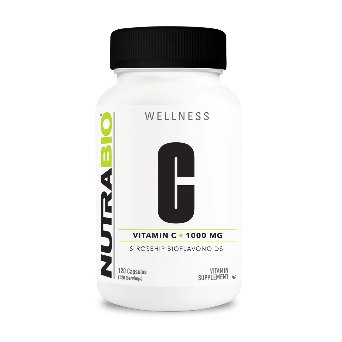 NutraBio Vitamin C with Rose Hips - Supports Healthy Bones, Teeth and Gums, Immune Function - No Fillers or Excipients - (120 Capsules, 1000mg of Vitamin C per Capsule)