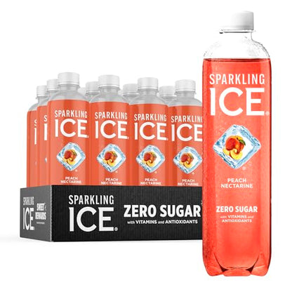 Sparkling Ice, Peach Nectarine Sparkling Water, Zero Sugar Flavored Water, with Vitamins 
