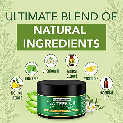 Tea Tree Oil Foot Cream For Dry Cracked Heels Repair - Natural Foot Cream For Dry Cracke