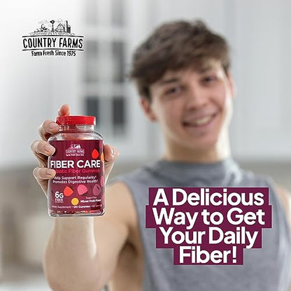 Country Farms Fiber Care Prebiotic Gummies, 6g of Fiber Per Serving, FOS from Beets