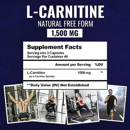 Premium L-Carnitine Tartrate Supplement - 1500mg - Utilize Fat for Energy with Tartrate
