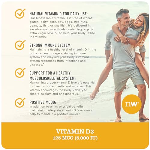 NatureWise Vitamin D3 5000iu (125 mcg) Healthy Muscle Function, and Immune Support