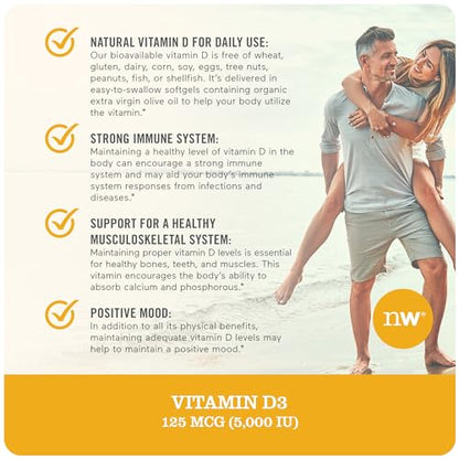 NatureWise Vitamin D3 5000iu (125 mcg) Healthy Muscle Function, and Immune Support