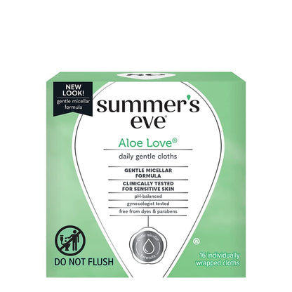 Summers Eve Cleansing Cloths 16 Count Aloe Love (6 Pack)
