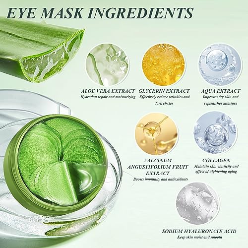 Under Eye Mask - 60 PCS Aloe Vera Under Eye Patches - Combat Puffy Eyes, Dark Circles