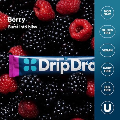 DripDrop Hydration Berry & Lemon Bundle, Electrolyte Packets, 64 Count | Lemon, Berry; 3X Electrolytes; Potassium, Magnesium, Zinc, Vitamin C; Single Serve; Portable; Daily Use, Workouts, Travel