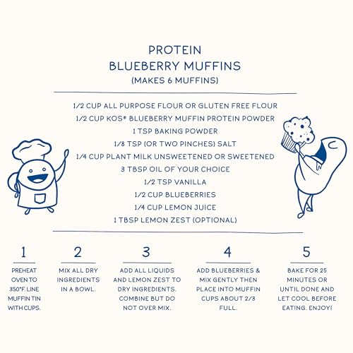 KOS Plant Based Protein Powder, Blueberry Muffin - Organic Pea Protein Superfood
