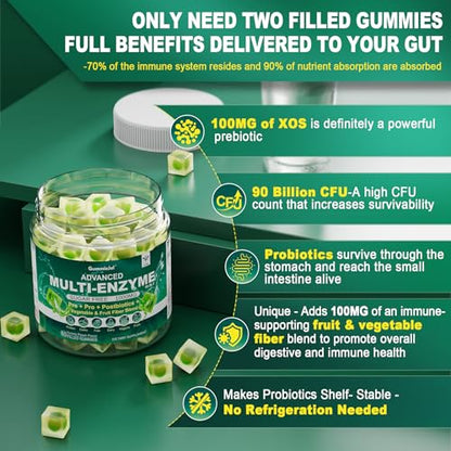 Sugar Free Digestive Enzymes Gummies 1000mg - Break Down Food Quickly - Chewable
