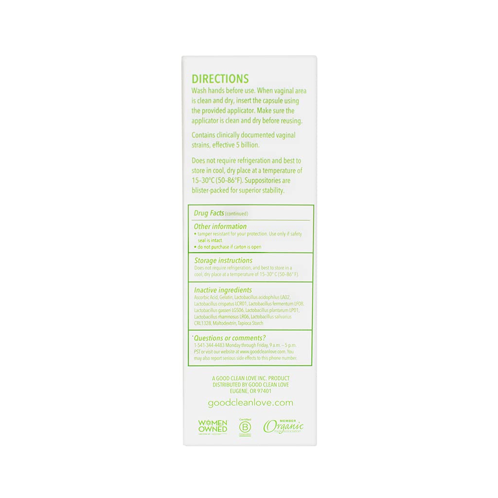 Good Clean Love BiopHresh Vaginal Homeopathic Suppository, Bacterial Vaginosis Treatment for Women