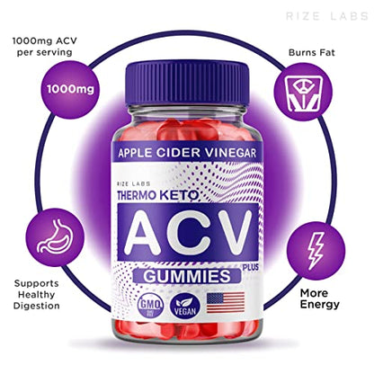 rize labs (2 Pack) Thermo Keto Gummies - ACV for Advanced Weight Loss with Apple Cider