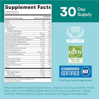 SmartyPants Prenatal Vitamins for Women, Multivitamin Gummies: Omega 3 Fish Oil