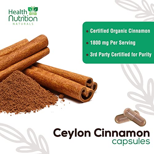 Pure Ceylon Cinnamon Capsules - Certified Organic Cinnamon Pills, Non-GMO, Dairy & Gluten