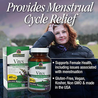 Nature's Answer Vitex Angus Castus Supplement 40 mg Capsules 90 Count