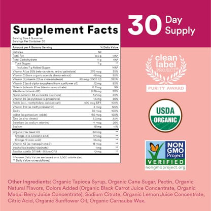 SmartyPants Organic Women's Multivitamin Gummies: Biotin, Probiotics, Methylfolate