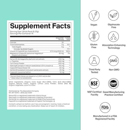 The Absorption Company Powder Bundle - Calm & Restore Supplement Packs (7) | Workout Recovery Mix, Energy Hydration Boost + Calming Relax Drink Packs, No Melatonin, Vitamin Health Kit, High Absorption