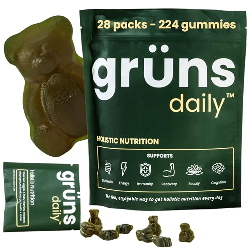 Grüns Super Greens Gummy Bears: Organic Spirulina and Chlorella, Prebiotics