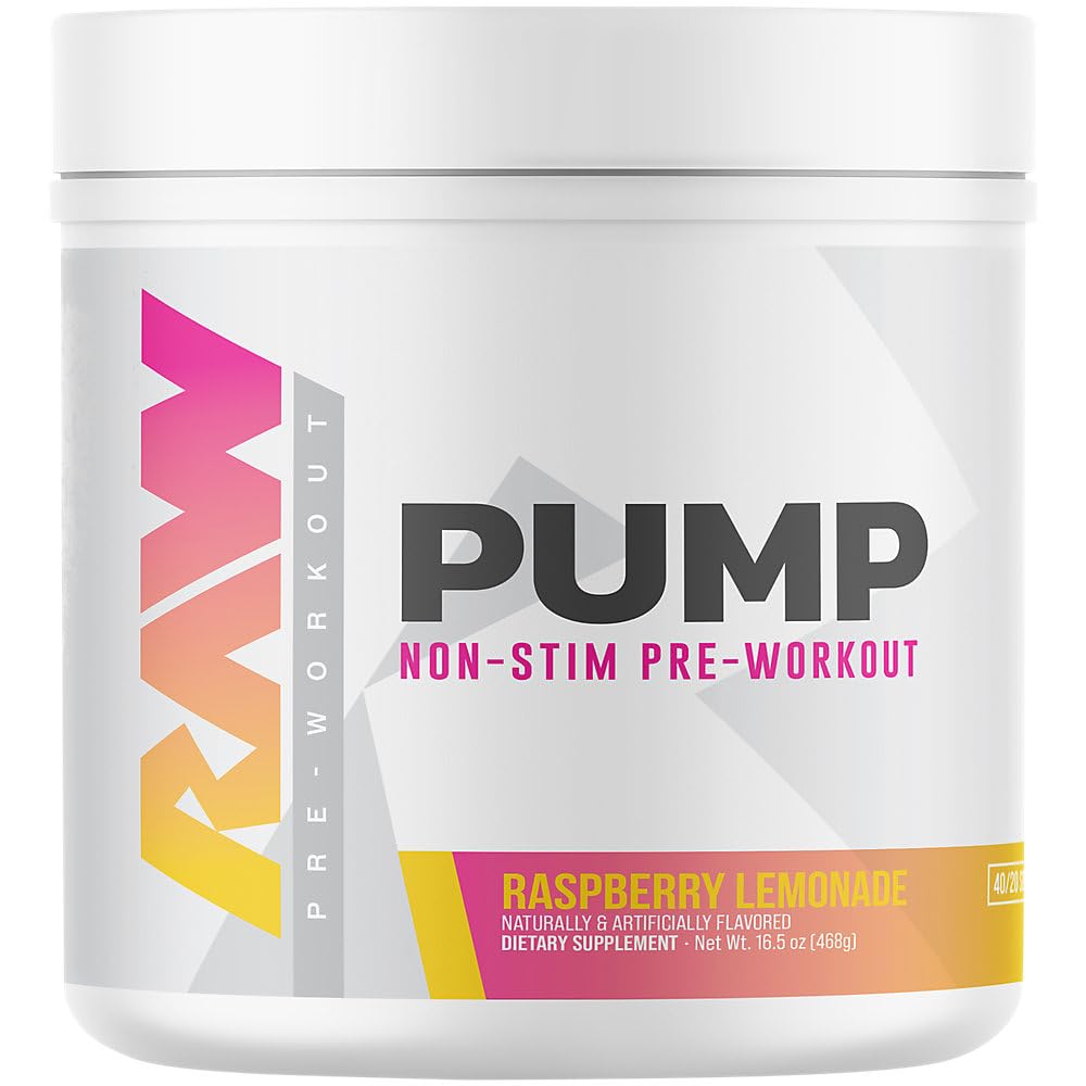 RAW Pump Stim Free Pre Workout (Watermelon) - Non-Stimulant Pre Workout Supplement Powder Nitric Oxide Booster - Pre Workout Supplements Drink for During Workout - 40 Servings