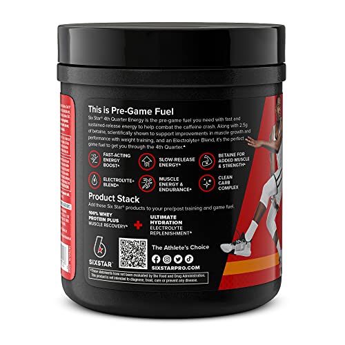 Six Star 4th Quarter Energy Preworkout for Men & Women with Caffeine, Betaine, Taurine