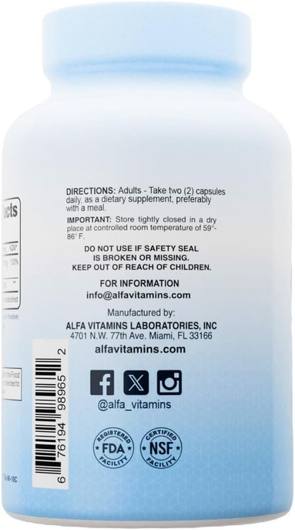 Magnesium Citrate 1400 mg by Alfa Vitamins - Supports Nerve & Muscle Function - Helps Energy Production - 60 Capsules