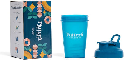 Pattern Wellness Shaker Bottle BPA-Free Plastic Bottle & Lid – 12oz, Food-Grade Steel Shaker Ball For Smooth Mixing Protein Shakes & More, Leak-Proof Seal, Durable, & Dishwasher Safe, Extra-Wide Spout