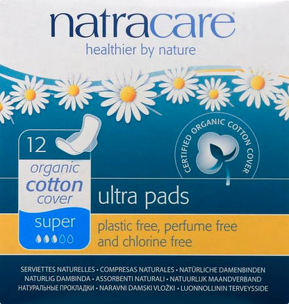 Natracare Pads Ultra Super Wings, 12 ct
